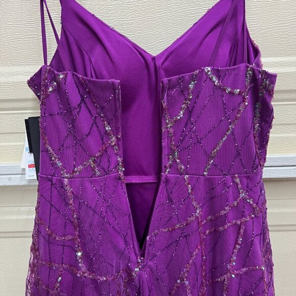 CITY STUDIOS Junior Sequined Glitter-Mesh Skater Dress Sz 7/8 Purple - Picture 6 of 13